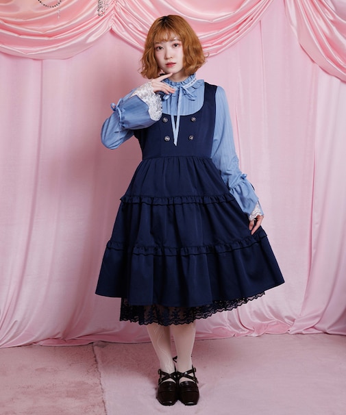 姫袖風ジャンパースカートドッキングワンピース