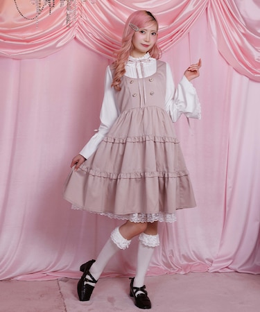 姫袖風ジャンパースカートドッキングワンピース