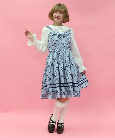 リボン柄ドールジャンパースカート