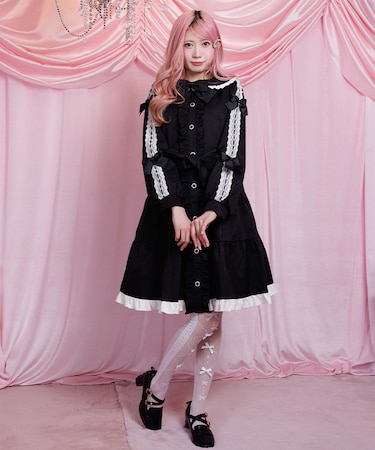 バイカラーワンピースコート