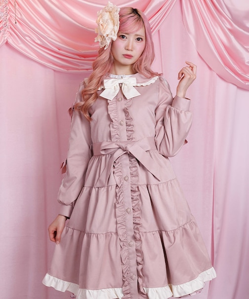 バイカラーワンピースコート