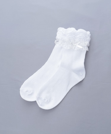 レースリボンクルーソックス