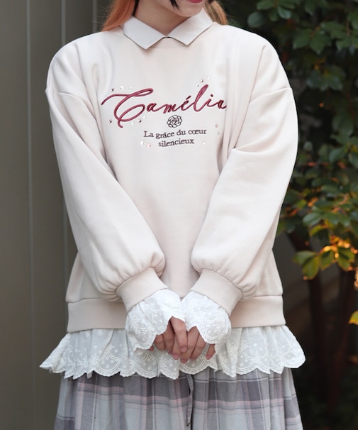 コットンレース裏起毛トレーナー