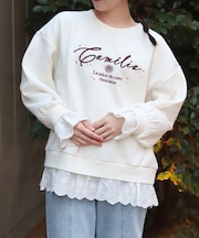 コットンレース裏起毛トレーナー