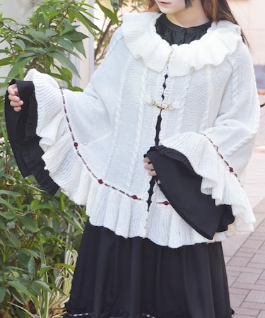 ふわふわモヘアニットケープ