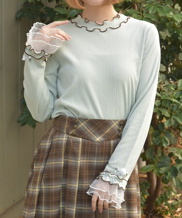 格子ラメチュールメロープルオーバー