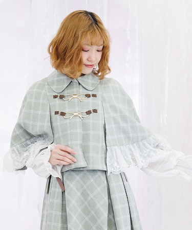 リボンビット付きケープジャケット