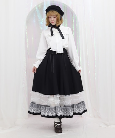 バックリボンハイウエストスカート