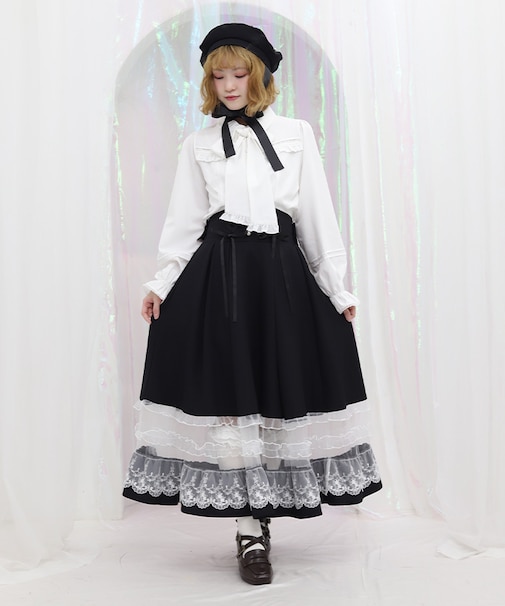 バックリボンハイウエストスカート