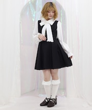 リボン付センタージップジャンパースカート