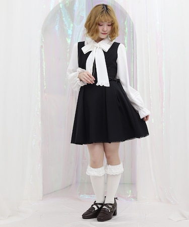 リボン付センタージップジャンパースカート