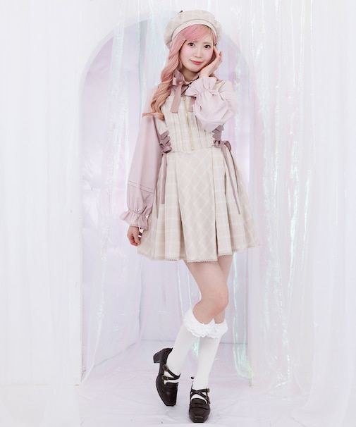 リボン付センタージップジャンパースカート