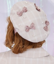 リボン×パール装飾ベレー