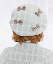 リボン×パール装飾ベレー