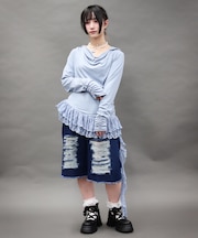 ドレープアシメレースヘムプルオーバー