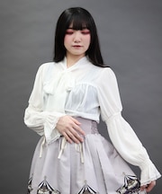 シャーリングボウタイブラウス