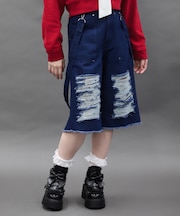 チェックダメージハーフパンツ