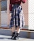 ベルト付チェックイレヘムスカート