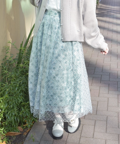 花レース×ラメチュールスカート