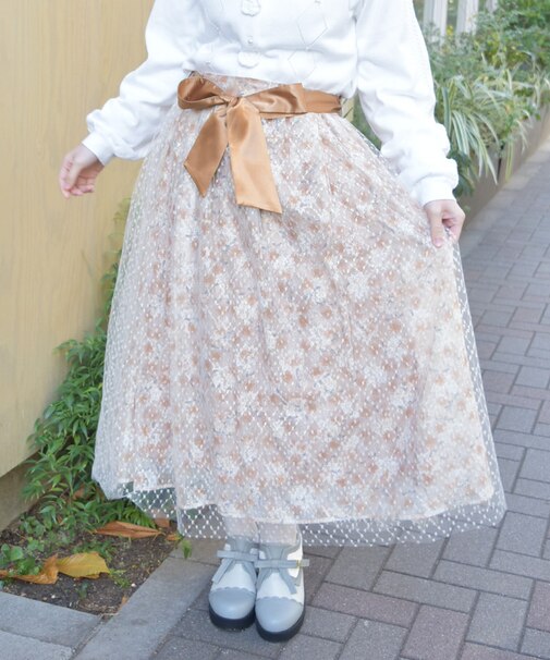 花レース×ラメチュールスカート