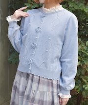 かぎ針ローズニットカーデ