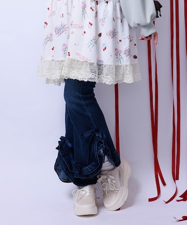 フリルハイウエストデニム