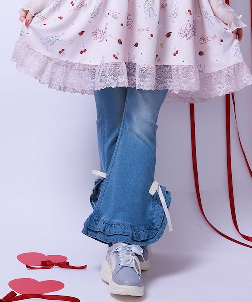 フリルハイウエストデニム