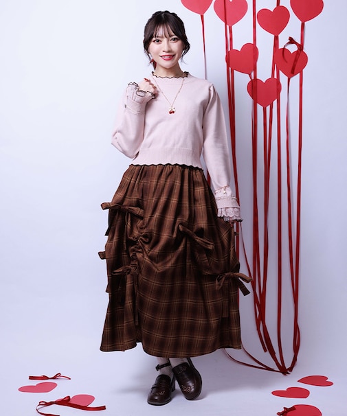 リボン×タック×ドロストスカート
