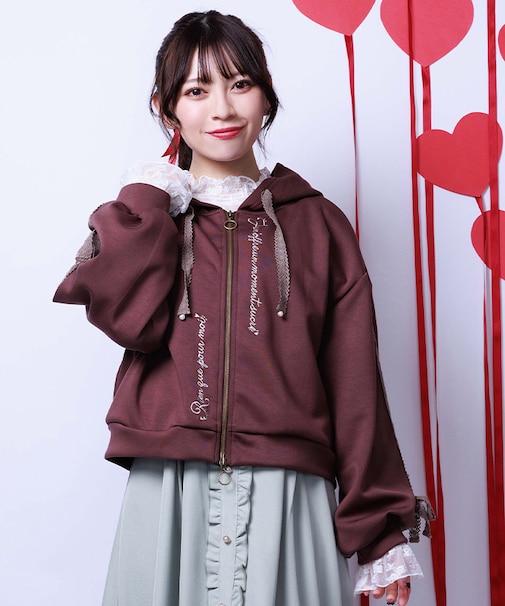 トーションレース刺繍パーカー
