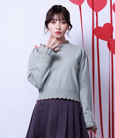 ハート釦バイカラーニットＰＯ