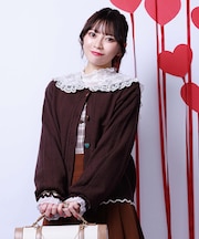 ハート釦バイカラーニットCD