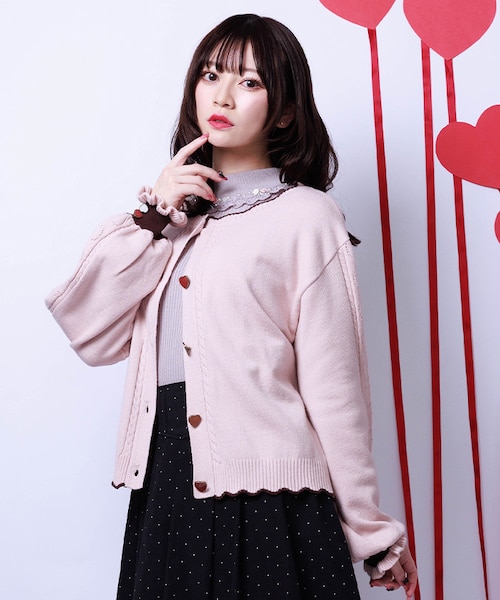 ハート釦バイカラーニットCD｜アクシーズファムの通販｜&mall