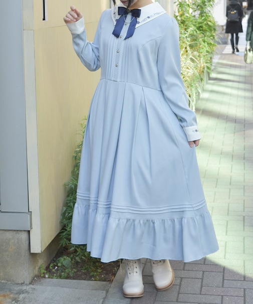 リボンセット刺繍ロングワンピース