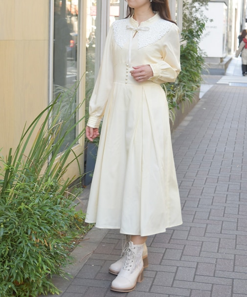 付け襟付ハイウエストワンピース