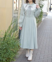 付け襟付ハイウエストワンピース