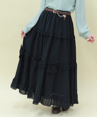 シアーギンガムティアードスカート