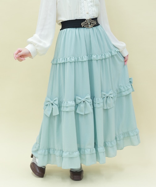 シアーギンガムティアードスカート