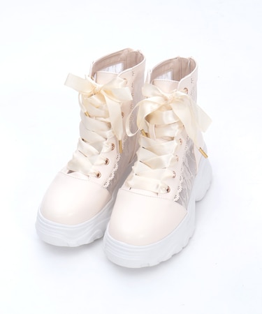 レースハイカットスニーカー