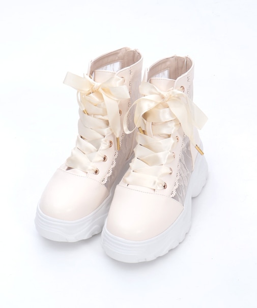 レースハイカットスニーカー