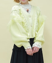 編み上げ×チュールフリルカーディガン
