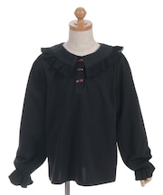 ローズ付ビッグ襟プルオーバー