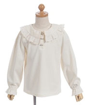 ローズ付ビッグ襟プルオーバー