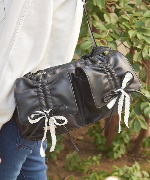 ドロストリボンギャザーバッグ