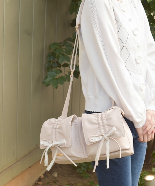 ドロストリボンギャザーバッグ