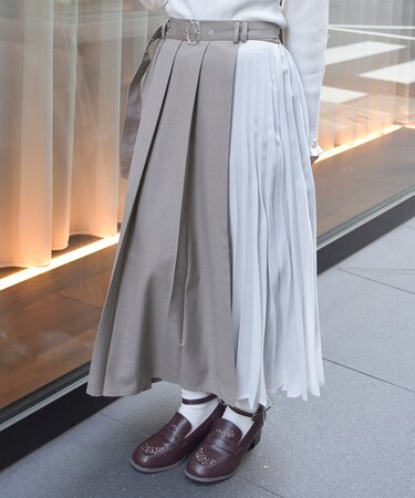 プリーツ切替スカート