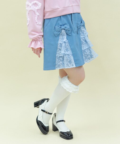 レースフリルデニムスカート