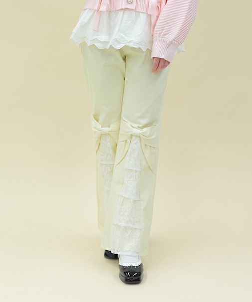 レースフリルデニムパンツ