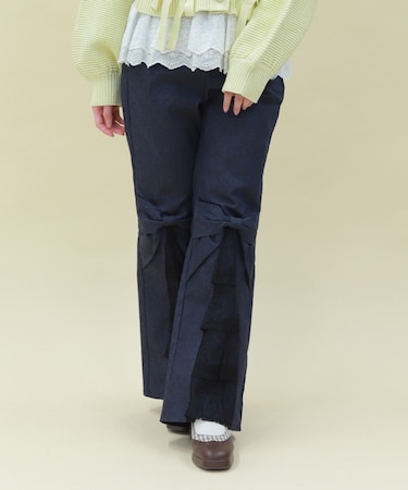 レースフリルデニムパンツ