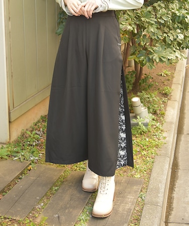 サイド柄切替ワイドパンツ