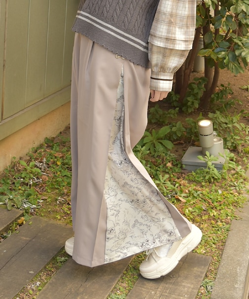 サイド柄切替ワイドパンツ